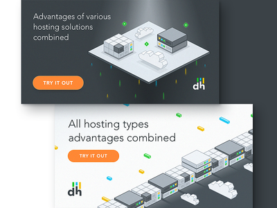 dhosting promo graphics 3d cloud digital graphic hosting illustration isometric key art landing landing page page server