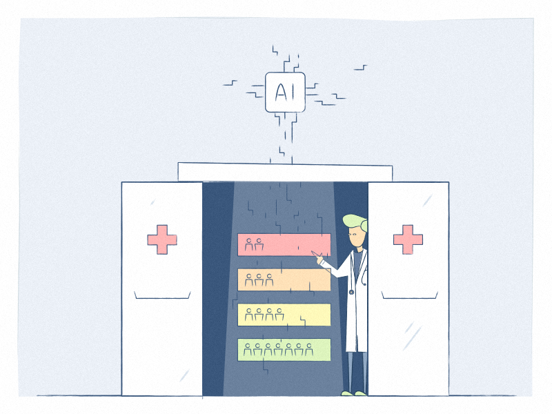 Artificial Intelligence in the Emergency Room emergency patient health hospital doctor artificial intelligence ai chatbot blog illustration healthcare