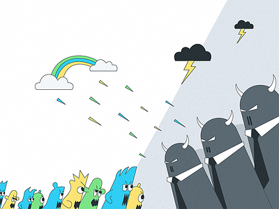 Front of change bad cartoon change character cloud fight hosting illustration monsters versus war weather