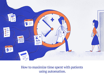 Blog post illustration - time spent with patient. ai artificial intelligence blog calendar clock doctor health health app health care illustration patient time time management