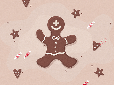 Gingerbread Man + Symptomate cake candy card christmas gingerbread happy christmas happy holidays holidays honey-cake illustration mate smile star xmas xmas card