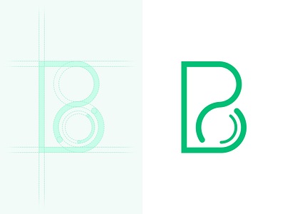 BTCN Logo b coin flat green icon line logo simple