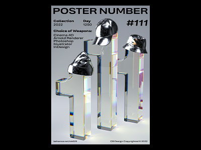CB Design PC-111 3d 3dposter c4d c4dart chrome cinema4d iridescent layout metal number poster transparent typography