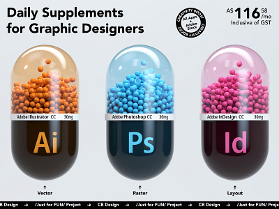 Daily Supplements for Graphic Designers 3d 3d art adobe arnoldrender c4d c4dart c4dtoa capsule cinema4d design designer illustrator indesign photoshop supplements