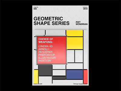 Geometric Shape Series 005 3d 3dart abstract arnold arnoldrenderer c4d c4dart cinema4d composition dailyposter designeveryday graphicdesign layout mondrian pietmondrian poster postereveryday shapes typography