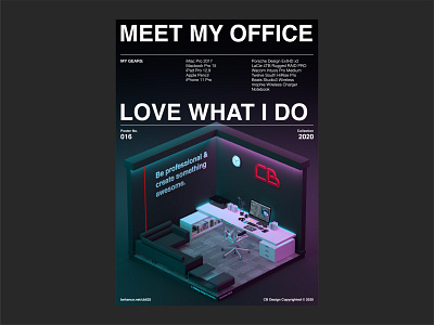 CB Design PC-016 3d 3dart arnold arnoldrenderer c4d c4dart cinema4d composition dailyposter designeveryday graphicdesign imacpro isometric layout neon office poster postereveryday typography