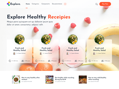 Food blog landing page blog design blog post blogging design food landing page design recipes web website