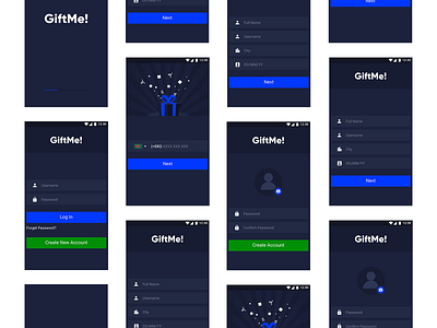 Gift Share Android App Login/Signup Screen android app android app design android app development android design application design apps design apps screen dark app screen dark ui gift app gift box gift card gift me login design login page login screen mobile app design signup form signup page signup screen