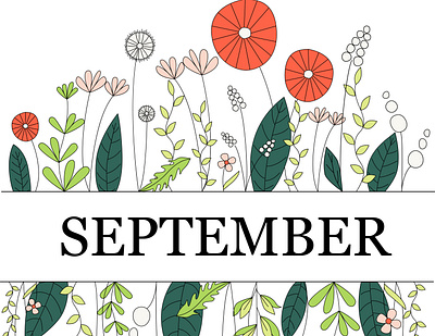 September autumn background beautiful blooming cartoon design flower illustrator leaf notebook september spring vector work