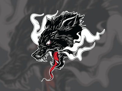 Alpha Wolf animal blackwork design illustration logo tattoo wolf