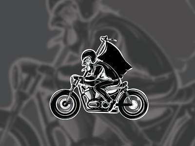 Rooster Rider animal art branding design drawing illustration motorcycle rider