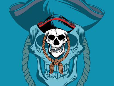 Pirate skull design drawing illustration logo pirate skull vector