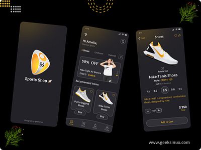 Sports Shop App branding design ecommerce app geeksinux graphic design graphicdesign illustration interaction design logo design muhammad nawaz rizvi productdesign sports app sports shop app sports shop app ui kit uidesign uiux webdesign