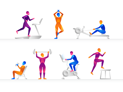 Pump It Up active body exercise fitness form gradient gym illo illustration inspiration pose series study workout