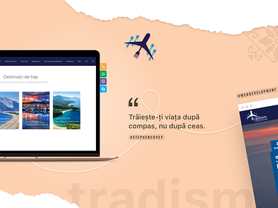 Tradism - contacte airplane blue branding design flat icon identity logo macbook minimal ui white