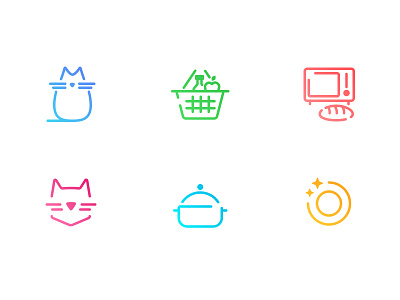 Line Icons cat design flat graphic design icon icons minimal outline icon outlined webdesign
