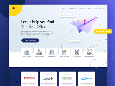 Product comparison site blue branding character clean concept design flat illustration isometric minimal photoshop purple ui ux vector web webdesign website yellow