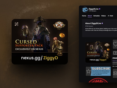 Cursed Supporter Pack Twitch Panel - Path of Exile MTX banner branding game gaming graphic design mtx path of exile poe streaming twitch twitch panel web design
