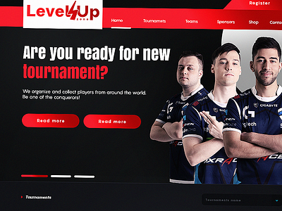 LevelUp Zone Esports Platform branding csgo design esports flat photoshop ui ux web design website