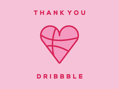 Thank You Dribbble cute dribbble heart love minimal pink thank you thank you dribbble