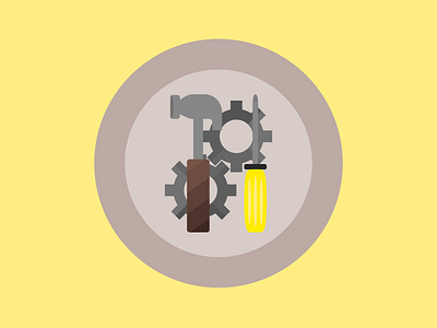 How-To Icon brown circle circular cool gears grey hammer minimal nice screw driver tools yellow