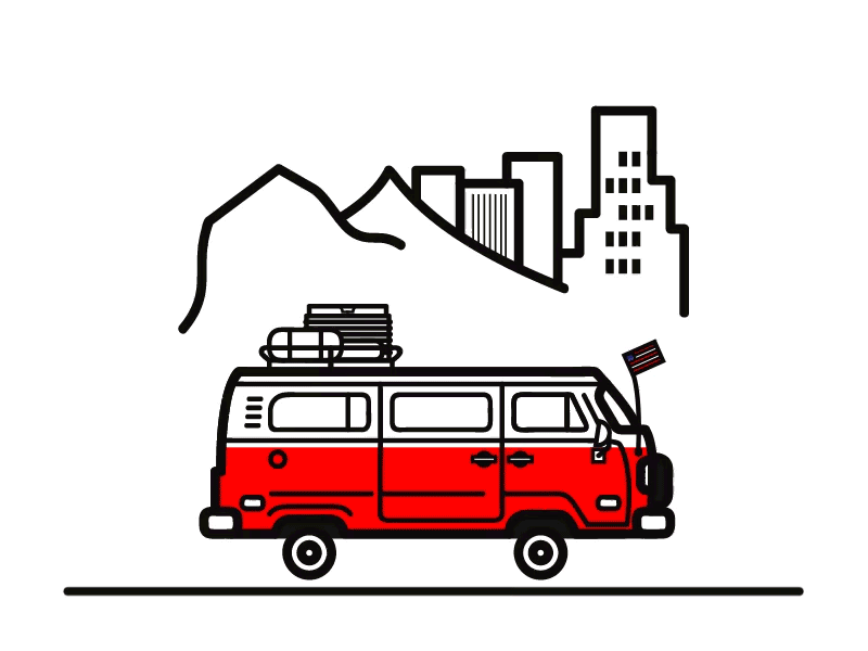Road Trip (Animated) california cool motion graphics road trip shirt. u.s.a. van volkswagen vw van