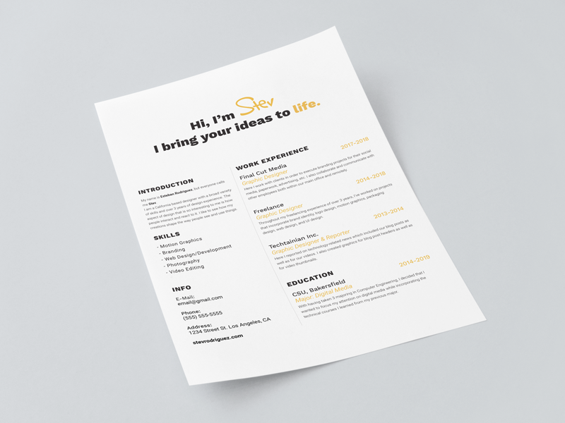 Minimal Resume 2018 by Stev Rodriguez on Dribbble