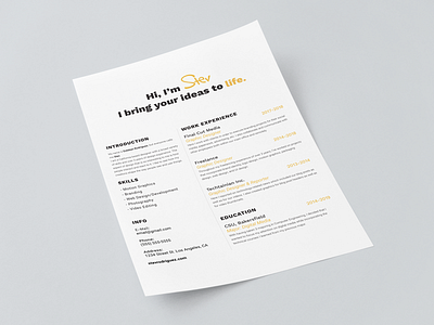 Minimal Resume 2018