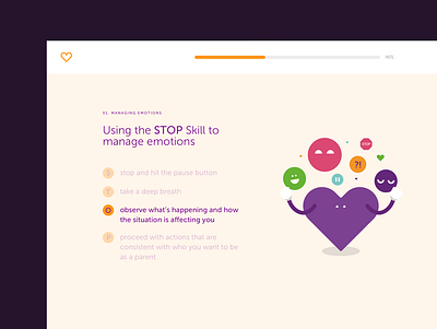 Online course UI concept addiction branding family heart illustration