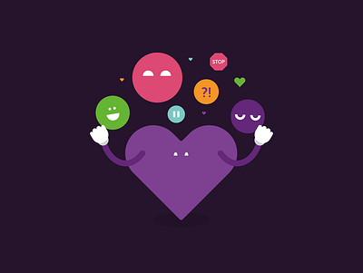 Juggling Emotions addiction branding family heart illustration juggle