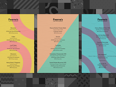 Menus branding colour design flat patterns print