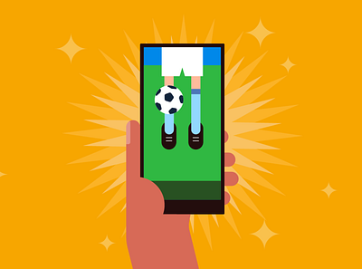 Watching football animation football hand illustration phone soccer soccer app