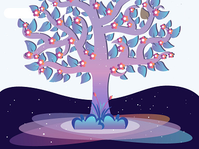 A tree background color design flat design illustration re coloring