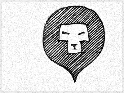 Sketchpad Lion logo pen and ink