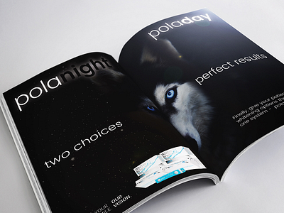 Double Page Spread for Night/Day teeth whitening product design editorial layout magazine publishing