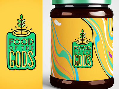 Food of the gods product concept jar logo packaging product