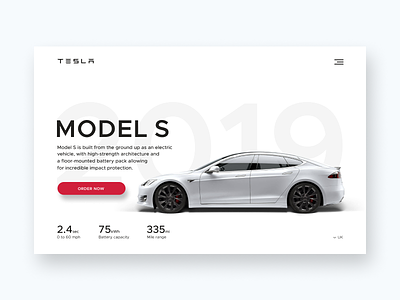 Tesla Model S banner car car web ecommerce figma landing page ui website