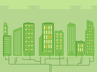 Electric world ai buildings city flat green illustration offset skyscraper vector