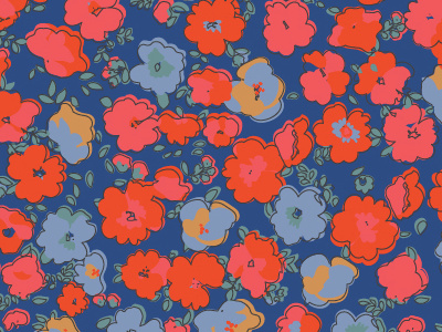 Redflower2 and blues floral pattern red