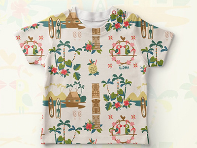 Tiki tee 1950 apparel fashion flower hawaii hawaiian kids pattern retro spoon tiki vintage