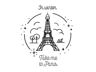 Take me To Paris design flat design illustration line drawing logo vector vector artwork vector icons