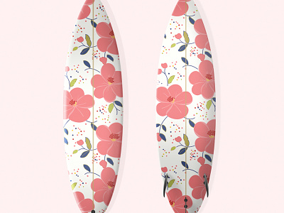Surf Girl Board design fashion floral illustration patterns