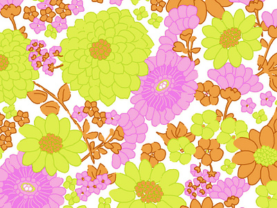 Vintage Flowers 1970s design fashion floral graphic illustration patterns retail retro textile vintage