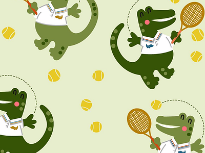 Croco Tennis babies colorful design fashion graphic illustration kids patterns retail retro textile vector vintage