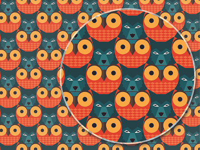 Tessellation animals graphic magnify owl pattern print repeat tessellation wolf