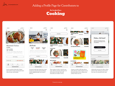 Profile page for NYT Cooking app (iOs)