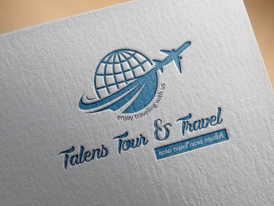 Talens Tour & Travel blue branding business design elegant enjoy fresh design holiday logo modern new age plane simple tour travel travel agency travelling vacation vector world