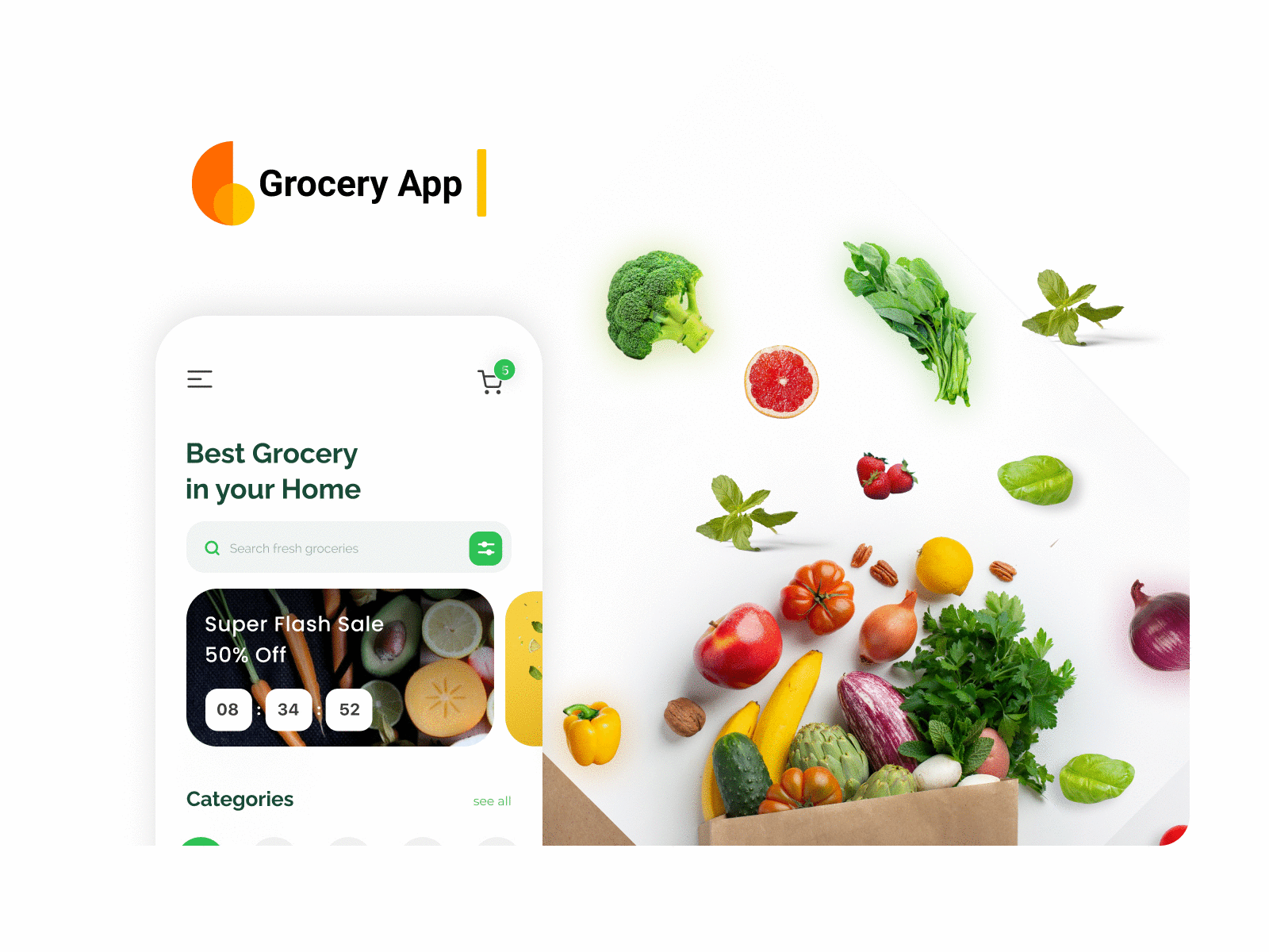 Grocery Mobile App UI UX app bussiness card clean design fruit grocery grocery app grocery store ios logo mobile app mobile app design order shop shopping app ui uiux ux vegitable