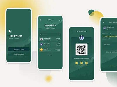 Hippo Wallet: Crypto & Bitcoin Wallet bitcoin creative crypto cryptocurrency green hippo logo ui ui ux design ux wallet