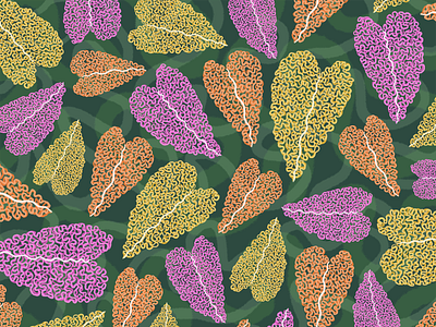 Tripping On Elephant Ears bright elephant ear green illustration nature nature illustration orange pattern pattern art pattern artist pattern design pink plant illustration plants squiggles tropical yellow
